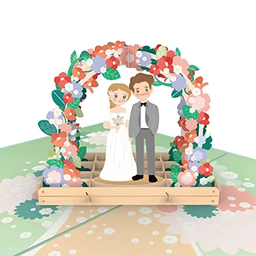 papercrush® Pop-Up Karte Hochzeit Brautpaar - Lustige 3D Hochzeitskarte mit Blumen, Geschenkkarte als Glückwunsch und Geldgeschenk zur Hochzeit - Handgemachte Glückwunschkarte zum Standesamt