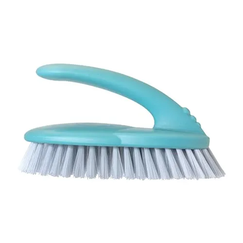 Vigar Reinigungsbürste, Hartborsten, Ergonomischem Scheuerbürste mit Stiel, Handbürste für Bad, Dusche, Schuh, Fliesen, Teppich, 16x7x9cm, Blau