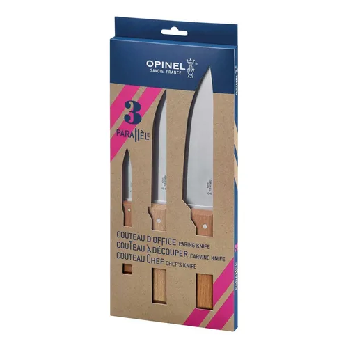 Opinel Messersatz CELESTE - Buche, verschiedene Farben - Taschenmesser aus hochwertiger Buche, ideal für Outdoor-Aktivitäten und Picknicks, in verschiedenen attraktiven Farben erhältlich.
