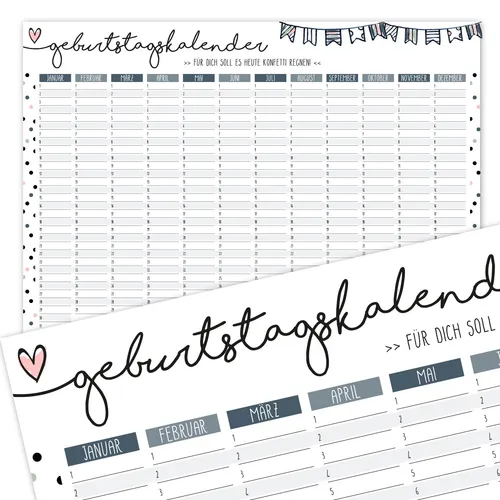 Whiteboard Geburtstagskalender Konfetti I DIN A3 I abwischbar I dv_720