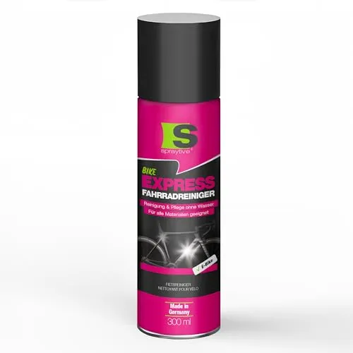 Spraytive 1 x 300ml Express Fahrradreiniger – materialschonendes Reinigungs- und Pflegespray ohne Wasser – selbsttätige Fahrradreinigung mit Wachsversiegelung für Bike & E-Bike, Made in Germany
