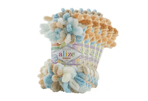 Alize 5 x 100g Strickgarn ALIZE Puffy Color – Stricken ohne Nadeln - ALIZE Puffy Color ist ein super dickes, plüschiges Strickgarn in verschiedenen Farben, ideal für kreative Projekte. Einfach mit den Fingern zu verarbeiten, perfekt für kuschelige Decken, Jacken und Mützen. Lass deiner Kreativität freien Lauf!