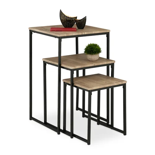 Beistelltisch 3er Set - Wohnzimmertisch für stilvolle Akzente - Tische & Stehtische: Mehrfarbiges Beistelltisch-Set aus MDF/Spanplatte, ideal für den Innenbereich, bietet vielseitige Ablagemöglichkeiten und überzeugt mit modernem Design.