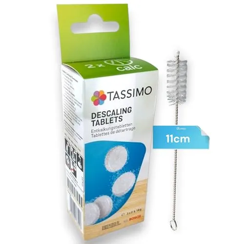 DL-pro Entkalkungstabletten für 2 Anwendungen für Bosch Tassimo 311909 TCZ6004 Kaffeemaschinen mit DL-Pro Reinigungsbürste