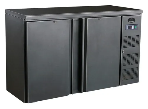 Gastro Barkühler Barkühlschrank Barkühler schwarz 2 Türen, 350 L 0-10°C