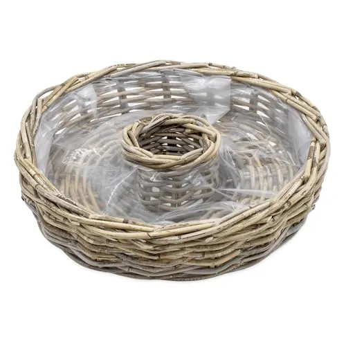Rattan Blumenschale natur mit Folie für Außen von Spetebo