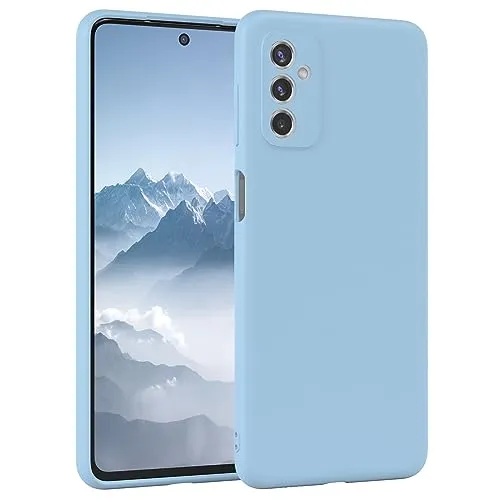EAZY CASE - Silikonhülle für Samsung Galaxy M52 5G Hülle Silikon Case Blau weich stoßfeste Handyhülle Galaxy M52 5G Schutzhülle mit Kameraschutz Dünn Premium Schutz Cover TPU Phone Bumper in Hellblau