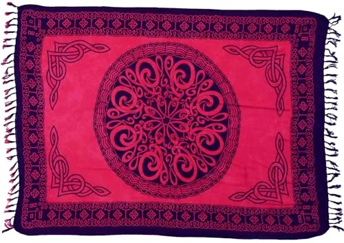 GURU SHOP Bali Sarong, Wandbehang, Wickelrock, Sarongkleid - Celtic Rot, Herren/Damen, Synthetisch