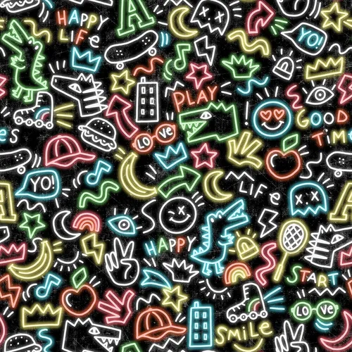 Doodel Schwarz JERSEY Baumwolljersey Stoff Kinderstoff Meterware Mädchen JB026