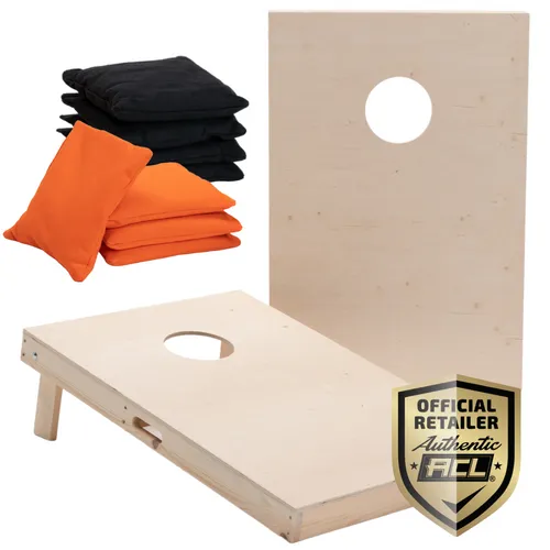 Wicked Wood Cornhole-Set 90x60 cm - Offizielles Cornhole-Set mit 2 hochwertigen Holz-Boards und 8 ACL-lizenzierten Säckchen für perfekten Outdoor-Spaß und Wettkämpfe.