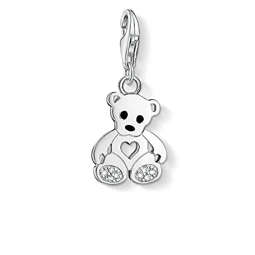 Thomas Sabo Damen Charm-Anhänger Teddybär Charm Club 925 Sterling Silber - Clasp Charms für Damen, eleganter 925er Sterlingsilber Anhänger, vielseitig kombinierbar für Bettelarmbänder und Ketten, ideales Geschenk für besondere Anlässe.