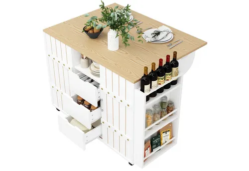 Odikalo Küchenwagen Schwarz/Weiß – Multifunktionaler Servierwagen mit Rollen