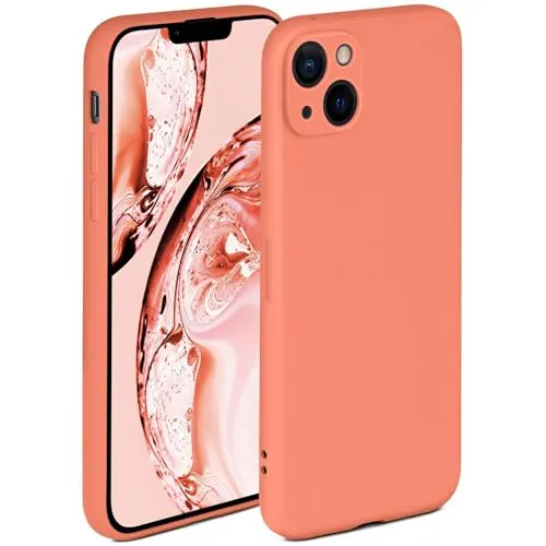 ONEFLOW Soft Case für iPhone 14 Plus Hülle aus Silikon mit Kameraschutz, Silikonhülle mit erhöhtem Schutz fürs Display, Backcover Schutzhülle, weiche Handyhülle, Koralle