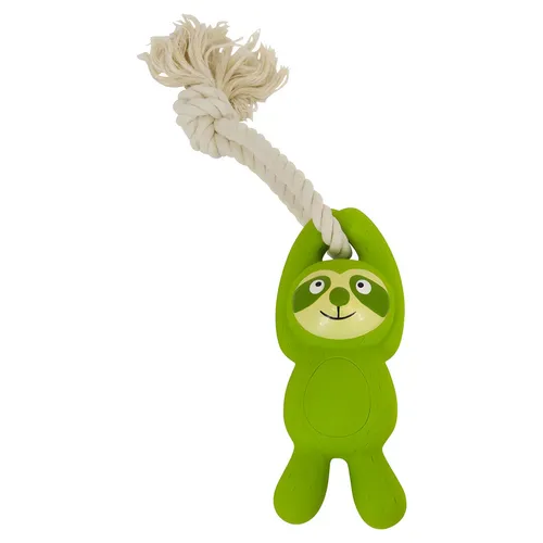 Nobby Hundespielzeug Faultier 15 cm mit Seil aus Latex für Hunde mit Squeaker