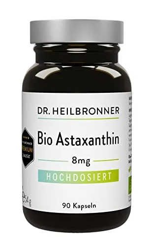 Dr. Heilbronner Bio Astaxanthin 8mg Kapseln hochdosiert in der Glasflasche I Antioxidantien aus der Vitalalge Haematococcus Pluvialis I Supplements Carotinoide Kapseln vegan glutenfrei & lactosefrei