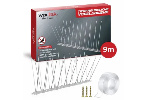 wortek Taubenspikes Taubenschreck Vogelabwehr 9M, Tierfreundliche Taubenabwehr mit Sollbruchstellen