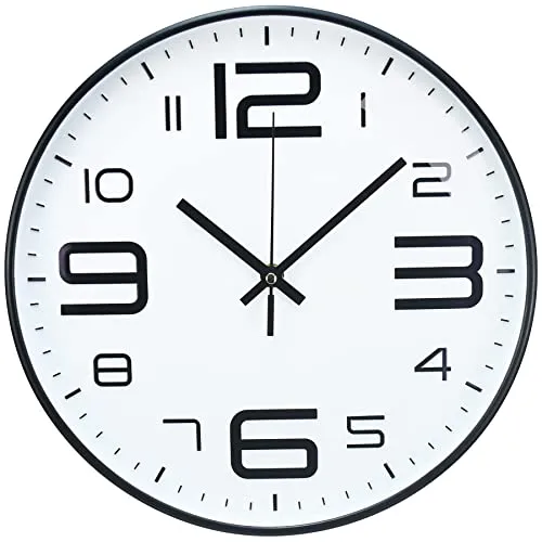 Outpicker Wanduhr Ohne Tickgeräusche 30cm Modern Quartz Lautlos Wanduhr Schleichende Sekunde, für Wohnzimmer Kinderzimmer Küche Outdoor (Weißes-3D)