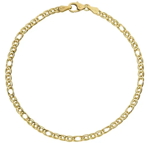 Schmuck Krone Goldarmband 3mm Zwillings-Panzerarmband aus 585 Gelbgold, 19cm, Gold 585