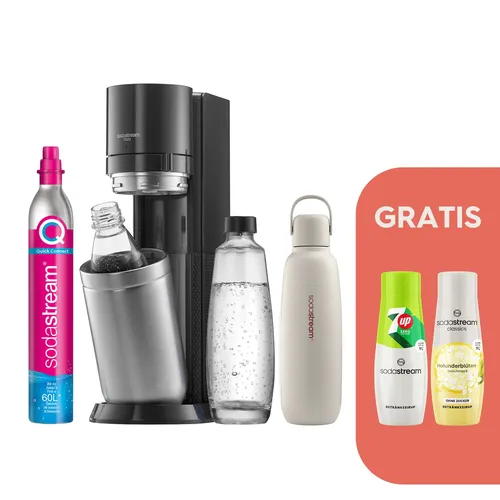 SodaStream DUO Titan Wassersprudler Bundle - Der SodaStream DUO™ Wassersprudler bietet dir Flexibilität mit spülmaschinengeeigneten Glas- und Kunststoffflaschen. Genieße sprudelnde Getränke jederzeit, ob zu Hause oder unterwegs.