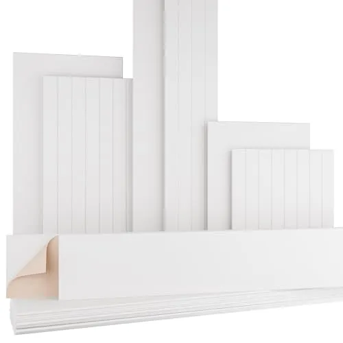 AKUSTIKO Selbstklebende Akustikpaneele 240x30cm - 4 Stück Weiß - 4 selbstklebende Akustikpaneele (2.88m²) in Weiß, Maße: 240x30cm, ideal zur Verbesserung der Raumakustik. Einfache Installation ohne Bohren, perfekt für eine kreative Wandgestaltung.