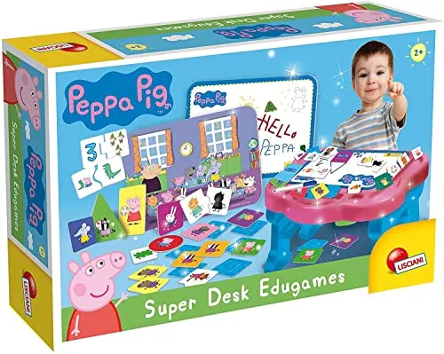 Liscianigiochi 89208 Peppa Wutz Super Desk - Lernspieltisch mit über 10 unterhaltsamen Spielen, fördert Logik und Kreativität für Kinder ab 2 Jahren