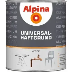 Alpina Universal-Haftgrund 2 Liter - Optimaler Haftgrund für verschiedene Materialien - Grundierungen, speziell für Zink, Kunststoff, Aluminium und Kupfer. Schnelltrocknend und geruchsarm, 2 Liter für ca. 26 m².