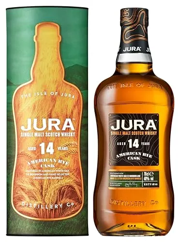 Isle of Jura 14 Jahre American Rye Cask Single Malt Whisky - Schottischer Single Malt Whisky, 14 Jahre gereift, mit einzigartiger Note aus amerikanischen Roggenfässern – ein Genuss für Kenner!