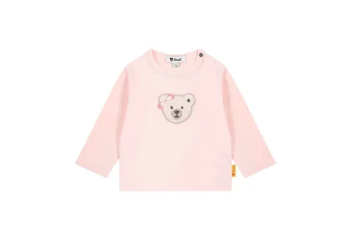 Steiff Baby-Mädchen T-Shirt Langarm, Chintz Rose, 62 cm - T-Shirts für Mädchen, klassisches Langarmshirt mit flauschigem Steiff Teddybärmotiv – ideal für jeden Anlass und pflegeleicht in der Maschine waschbar.