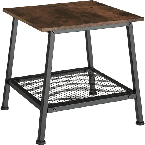 TecTake Beistelltisch Bedford 45,5x45x47cm - Rustikales Industrial Design - Couchtisch im industriellen Stil mit stabiler MDF-Platte und Stahlgestell. Die Gitterablage bietet zusätzlichen Stauraum, ideal für kleine Räume.