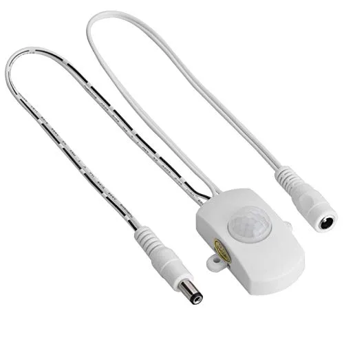 PIR-Bewegungssensorschalter, 5A DC 6-24V LED -Infrarot-Bewegungssensor-Detektorschalter, für Korridore, Badezimmer, Keller, Lagerhäuser, Garagen(Weiß)