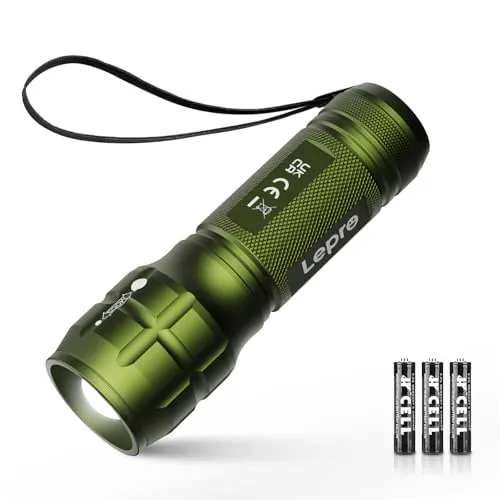 LE LED Taschenlampe Klein, Zoombare Flashlight für Kinder, Grün | Extrem Hell Zoombare Mini Taschenlampen (Inklusive Batterie), Tragbare Wasserdichte Handlampe für Camping, Outdoor, Notfälle