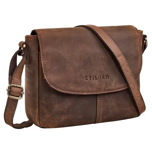 STILORD Elowen Stylishe Kleine Umhängetasche Damen Leder Handtasche Dunkelbraun Klein Echtleder Damentasche Vintage Ledertasche Crossbody Bag Schultertasche