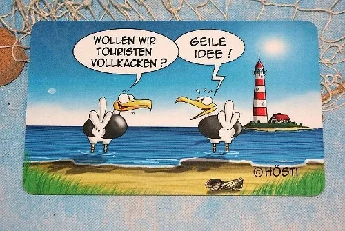 Hösti Frühstücksbrettchen Brettchen Schneidbrett Touristen vollkacken Möwe