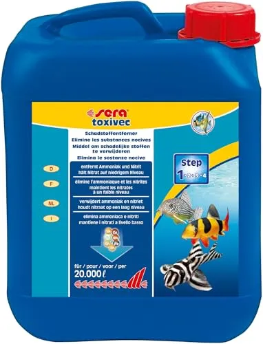 sera toxivec 5000 ml | Erste Hilfe im Aquarium | Soforthilfe gegen Schadstoffe | Entfernt sofort fischtoxisches Ammoniak & Nitrit | Vermindert Algenwachstum | Entfernt Chlor & Chloramine