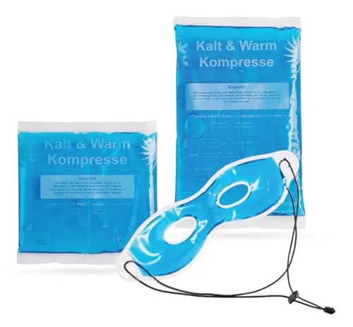 IEA Medical Kalt Warm Kompressen |3er Set verschiedene Größen, Kühlpacks für Prellungen, Insektenstiche und Verletzungen | Augenmaske | wiederverwendbare Gel-Kühlkissen(3er Set Mischpackung)