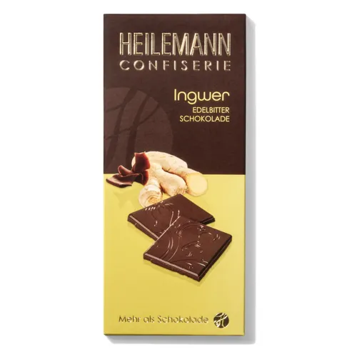GOURVITA DE Heilemann Tafel Ingwer Edelbitter 80g - Schokoladenriegel mit exotischem Ingwer und feinster Edelbitter-Schokolade für ein intensives Geschmackserlebnis, das deine Sinne belebt.