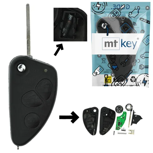 Funk Schlüssel 434MHZ ID48 3 Tasten für Alfa Romeo 147 156 - Ersatz-Klappschlüssel mit 3 Tasten, kompatibel für Alfa Romeo-Modelle. Programmierbar, inklusive Batterie. Hohe Qualität und einfache Handhabung für den täglichen Einsatz.