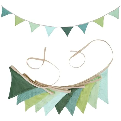 Wimpelkette Kinderzimmer,Wimpelkette Stoff,Babyzimmer Deko,Wimpelketten Musselin,Wimpel Girlande,Jungen Stoffgirlande Geburtstagsgirlande,für Kinder Hausbett Deko,Gartenparty,Wanddeko Geschenk