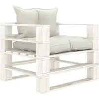 vidaXL Garten-Palettensofa mit Kissen in Beige - Gemütliches Palettensofa aus witterungsbeständigem Kiefernholz, perfekt für Innen- und Außenbereiche. Mit dick gepolsterten Kissen für höchsten Komfort und rustikalen Charme.