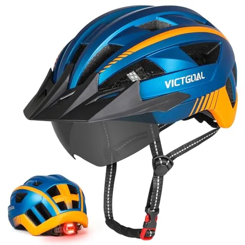 VICTGOAL Fahrradhelm mit Visier und LED Rücklicht