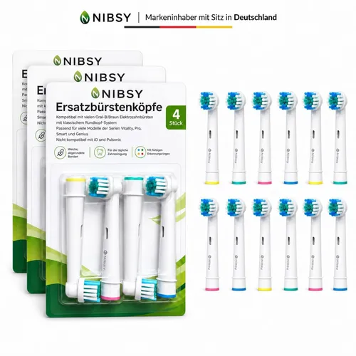 Stück NIBSY Aufsteckbürsten kompatibel mit Oral B, weiß 12