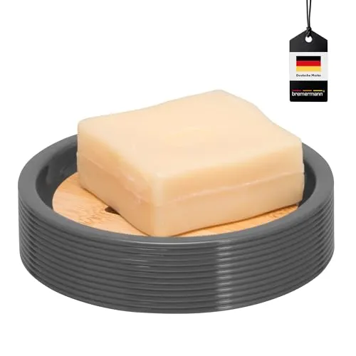 bremermann Seifenschale Segno aus Bambus und Kunststoff // Seifenhalter für Stückseife (Grau)