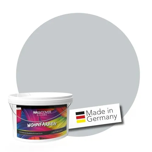 WALLCOVER hochwertige Wandfarbe für Innen | Grau | 2.5L für 20m² | Hochdeckende Innenfarbe Matt (Klasse 1) | Profi Qualität aus Deutschland