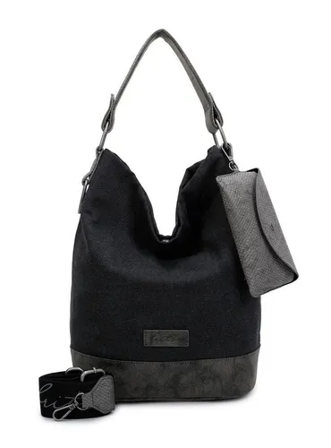 Fritzi aus Preussen Damen Izzy07 Canvas Hobo-Tasche, Black - Damen-Schultertaschen mit praktischem Webbing Longstrap und Brillenetui für einen stilvollen und funktionalen Look.