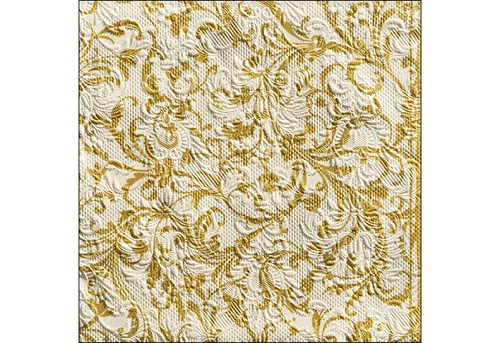 Ambiente Luxury Paper Products Papierserviette, Servietten Papier 33x33cm Elegance geprägt 15 Stück Creme / Gold
