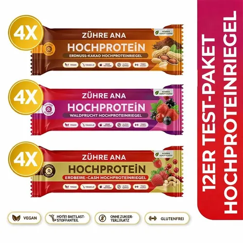Proteinriegel Mix Box 12x35g–Glutenfrei,Ohne Zuckerzusatz, Proteinreicher, Snack