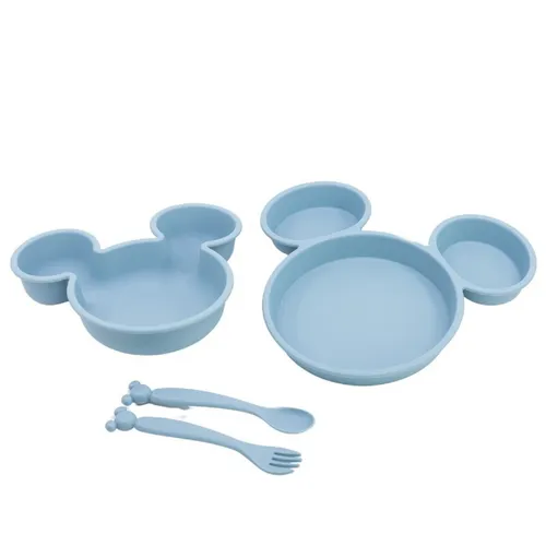 Disney Mickey Mouse Kindergeschirr-Set 4-teilig – Teller, Schale & Besteck