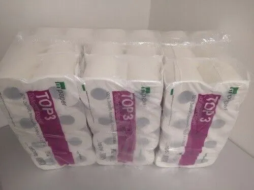  Toilettenpapier, Klopapier, WC-Papier - 3-lagig - weiß - 72 Rollen a 250Blatt