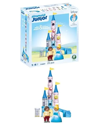 PLAYMOBIL 71457 1.2.3 & Disney: Cinderellas Schloss - Zauberhaftes Spielset für Kinder von 1-4 Jahren, fördert die Kreativität und Fantasie beim Rollenspiel in Cinderellas magischem Schloss.
