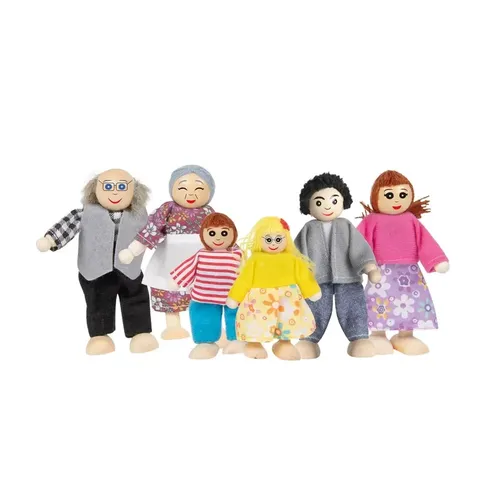 Biegepuppen Beluga Familie Figuren Set Holz Puppen Puppenfamilie Puppenhaus 6